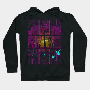 San Antonio, United States City Map Typography - Neon Hoodie